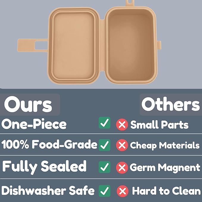 Baby's Aid Silicone Pacifier Case, No Open Slot with Patented Closure, Dishwasher Safe, Attaches to Diaper Bag or Stroller, Holds 2 Pacifiers, (Brown)