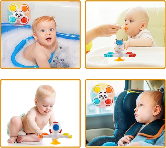Hundredmore Suction Cup Spinner Toy for Baby 12-18Months, Bath Toys for Toddlers 1-3, Boys and Girls 1st Birthday Sensory Toys Gifts
