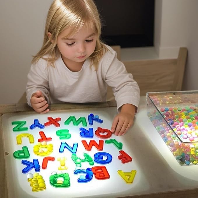 66 Pcs Translucent Letters and Numbers – Light Table Toys, Manipulatives and Accessories for Enhanced Learning & Fun