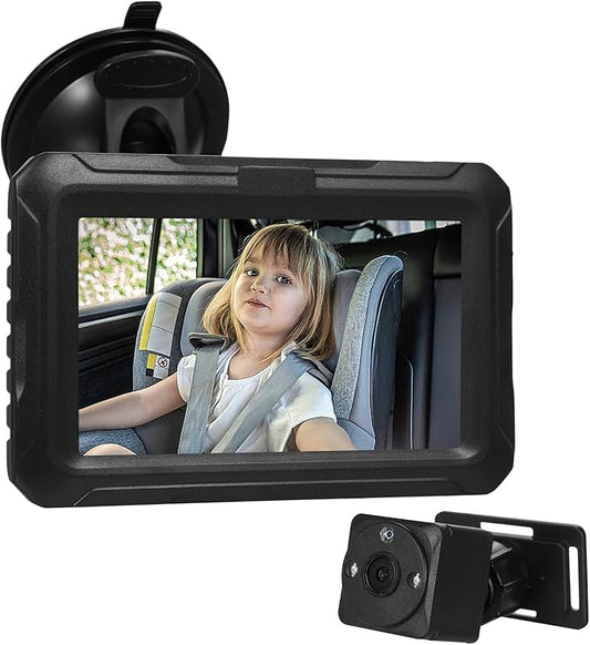 Shkalacar Baby Car Mirror Safely Monitor Infant Child, 4.3'' HD 1080P Infant Car Seat Camera Rear Facing Backseat Camera with Wide Clear View for Kids Pets