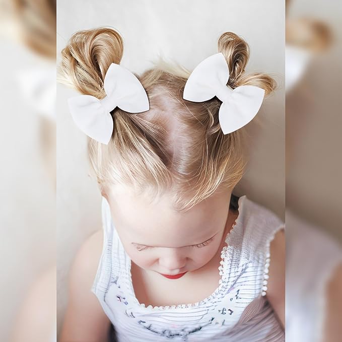 Baby Girls Hair 3'' Bows Clips Set Handmade Bow Hair Clips Hair Accessories Alligator Clip for Babies Infant Toddlers Little Kids 6 PCS Black White Beige