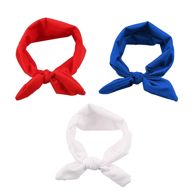 Baby Girl's Cute Toddler Bow Headbands Bowknot Rabbit Hairband Headwear for Daily Life Travel Photography (Red Royal Blue White)