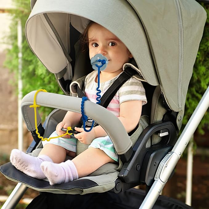 Toy Straps for Baby – 3 Pack Adjustable Silicone Toy Straps for Baby and Sippy Cup Straps for Strollers, High Chairs, Cribs, Car Seats, Food Grade Silicone, BPA Free (Orange+Yellow+Olive)