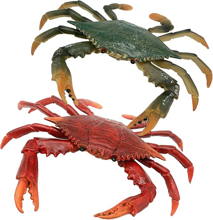 Gemini&Genius Crabs Animal Figures Marine Toys Realistic Sea Animal Action Figures Ocean Model Toy Stocking Stuffers, Role Play, Swim, Bath Toys for Kids