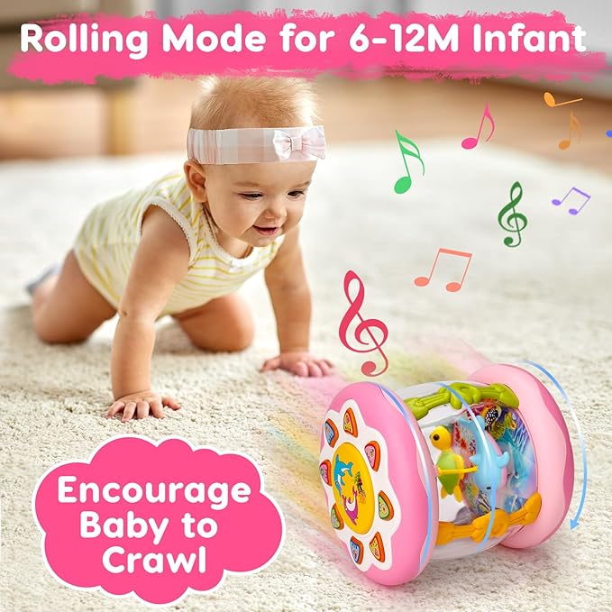 Baby Girls Toys 0-6 Months Ocean Projector Rotating Musical Light Up Tummy Time Toy Infant Aquarium 0-3 4 5 6 7 8 9 Months Crawling Toys Babies 6-12 Month Girl 1 Year Old Birthday Newborn Shower Gifts