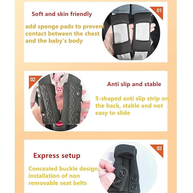 Universal Child Car Seat Chest Harness Clip Universal Safer Belt Clip Buckle Lock Stroller Chest Clip Adjustable Guard for Baby and Kids (Gray Chest Buckle Set)