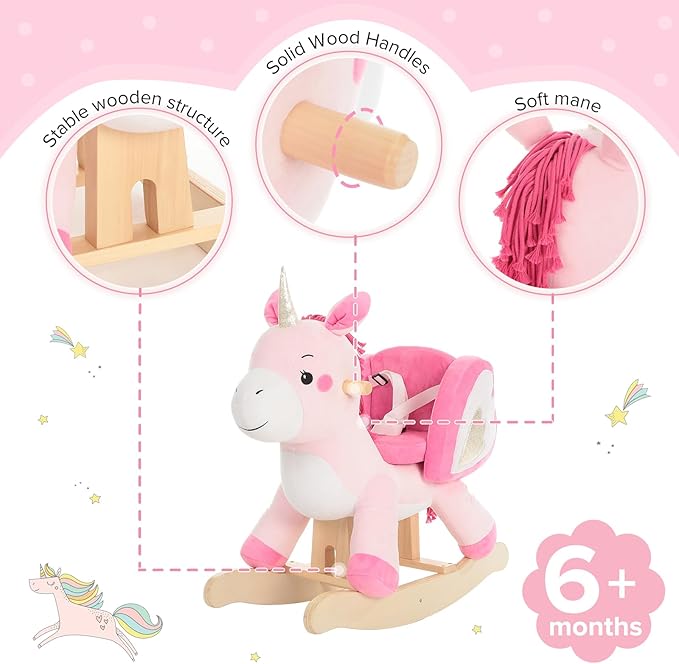 labebe - Baby Rocking Horse, Ride Unicorn, Kid Ride On Toy for 6 Month-3 Year Old, Infant (Boy Girl) Plush Animal Rocker, Toddler/Child Stuffed Ride Toy (Pink) | Kid Ride On Toy, Infant, Plush Animal Rocker, Toddler/Child, Stuffed Ride Toy