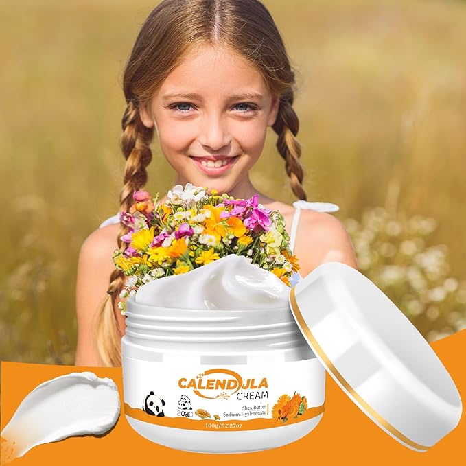 AOAO Calendula Cream, Plant-Based Moisturizer, Gently Hydrates Dry Sensitive Skin for Baby & Kids Face and Body, Natural Botanical Face Cream for Soothing Nourishing Care, No Paraben, 3.53oz