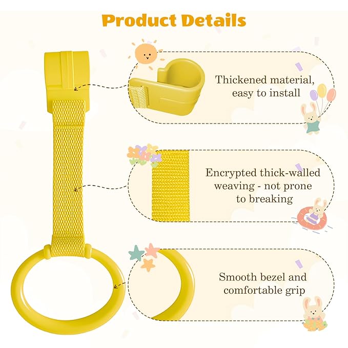 8Pcs Baby Playpen Pull up Rings, Premium Baby Pull up Rings for Play Pen Standing up, Plastic Safety Walking Exercises Assistant Rings for Infants Babies Toddler, 4 Colors.