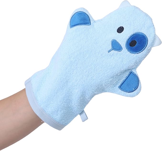 JN&LULU Baby Organics Bath Mitt Toddlers Bath Cotton and Soft Scrub Bathing Loofah Baby Shower Gifts(Puppy)
