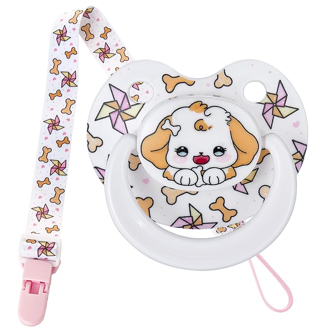 Cute Adult Size Pacifier: Big Shield Paci for Anxiety with Case - Puppy Soft Silicone Large Nipple for Sleep - Binky for Autism