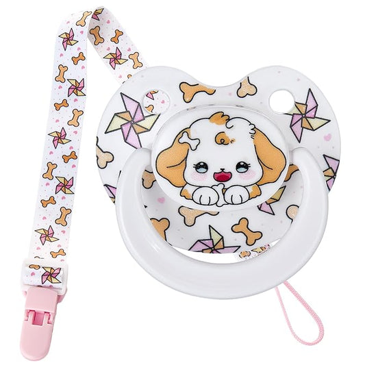Cute Adult Size Pacifier: Big Shield Paci for Anxiety with Case - Puppy Soft Silicone Large Nipple for Sleep - Binky for Autism