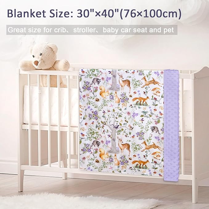Baby Blanket & Winter Baby Car Seat Cover, Minky Infant Car Seat Covers for Babies, Purple Fleece Baby Blankets for Boys Girls