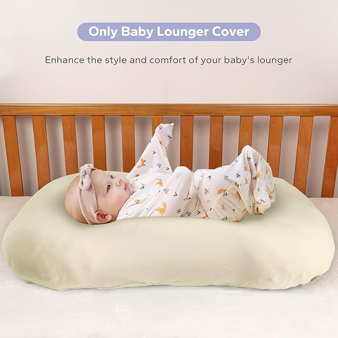 FUNUPUP Rayon Made from Bamboo Baby Lounger Cover Compatible with Snuggle Me Lounger, Infant Lounger Pillow Cover for Newborn, Removable Elastic Newborn Lounger Cover,Cover Only,Khaki