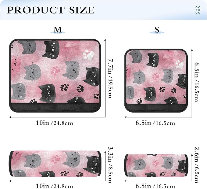 2 Pack Seatbelt Covers Seat Belt Cover Pad for Adults Boys Girls Car Seat Strap Covers Pads Cushion Universal Shoulder Strap Pad Protector for Backpack Camera Bag 10x7.7Inch Watercolor Cat Faces and P