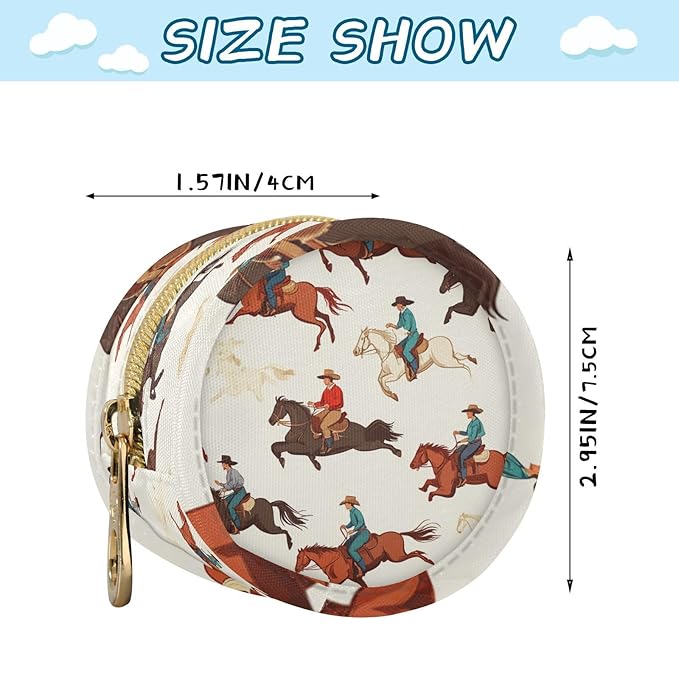 Pacifier Holder with Clip Pacifier Case for Diaper Bag Round Baby Pacifier Pouch Box Bag Portable Beige Western Cowboy