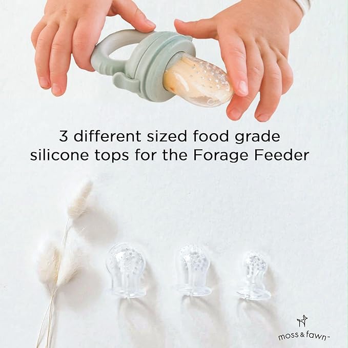 Moss and Fawn Extra Feeder Tops for The Forage Feeder - Soothing Silicone Frozen Breast Milk Popsicle & Baby Food Teething Toy, Pacifier Fruit Feeder & Teether - BPA, PVC & Phthalate-Free - One Color