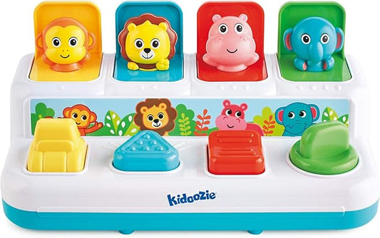 Kidoozie Pop ‘n Play Animal Friends, Pop Up Activity Toy for Learning Colors, Numbers, Animal Names and Sounds; Suitable for Toddlers Ages 12 Months and Older, Small