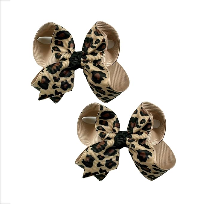 Baby girls leopard hair bow Clips Pin,leopard print bow hairpin for women(FD62) (Leopard 5)