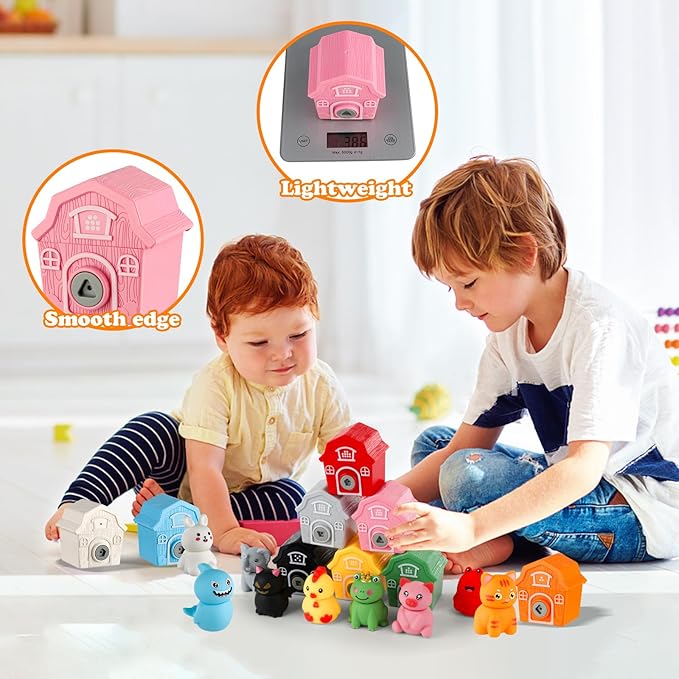 Grarain Toddler Farm Animals Toys, Upgraded Keys Barn Match Game, Montessori Educational Color Shape Sorting & Counting Learning Toy for Kids Boys Girls 3-5 Year Old, Fine Motor Gifts