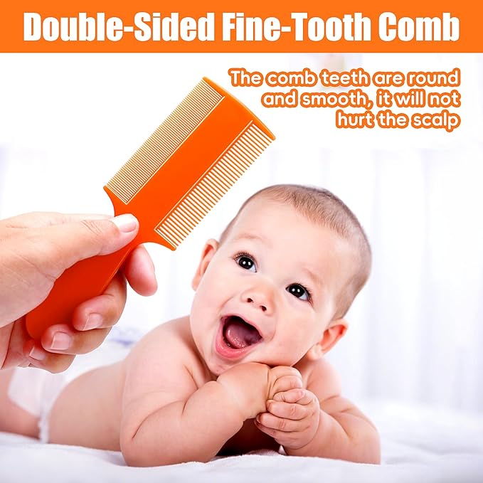Cradle Cap Brush for Babies, 5Pcs Cradle Cap Treatment Set with Soft Bristle Brushes Silicone Scrubber Long Comb for Newborn Bathing Essentials Baby Brush and Comb Set (Orange)