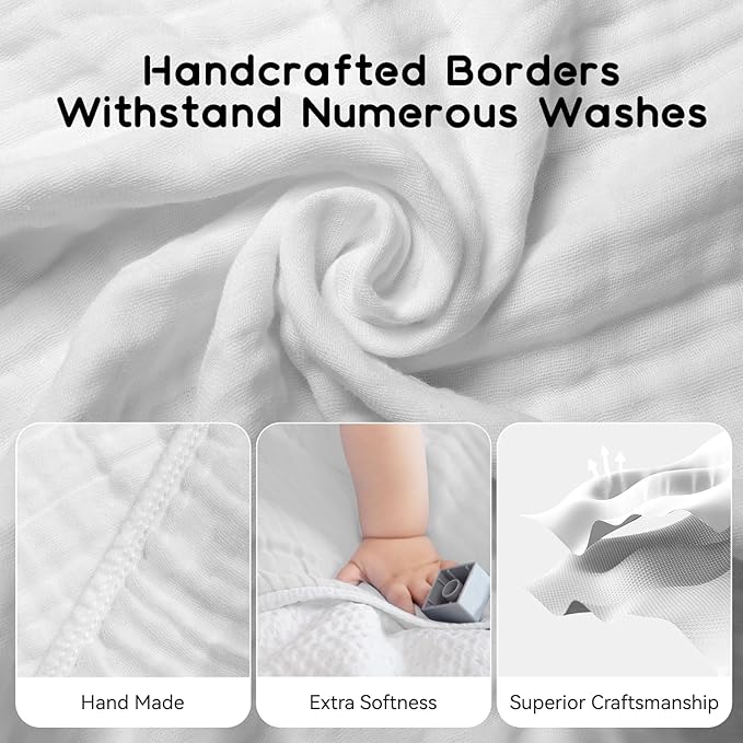 Baby Hooded Towels for Babies and Toddlers, Muslin Baby Bath Towel Soft and Absorbency for Boys and Girls (Pure White 1 Pack)