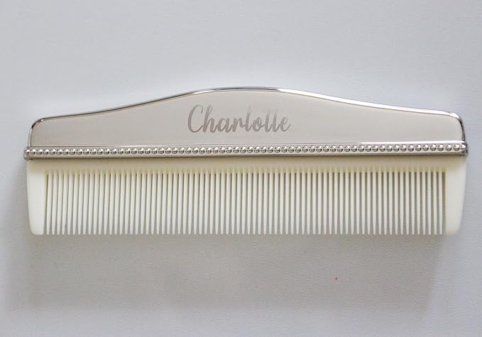 Engraved Silver-Plated Brush & Comb Set – Newborn Grooming Kit, Soft Bristle Hairbrush, Custom Baby Keepsake Gift for Baby Shower, Christening, Baptism.