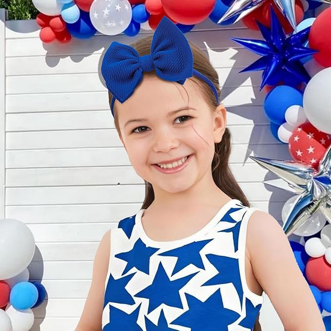4th of July Hair Bows for Girls Baby Headbands Fourth of July Red White and Blue Hair Accessories Baby Bows 0-6 months Star