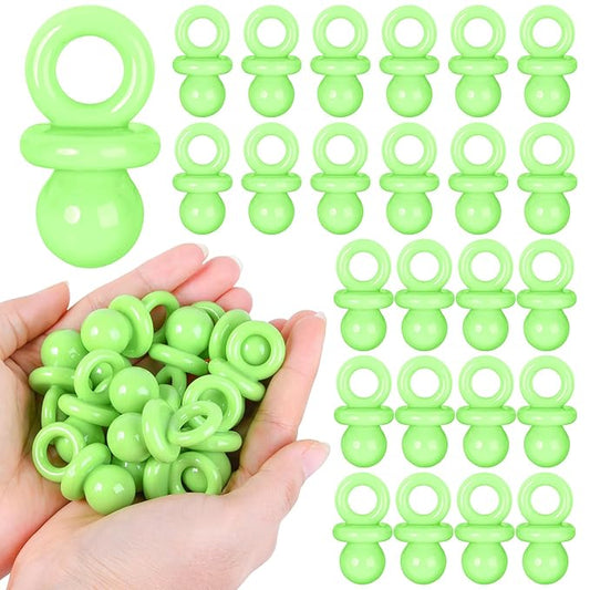 24 Pcs Baby Shower Pacifiers, 1.75 Inch Plastic Pacifiers for Baby Shower Game Boy Girl, Bulk Pacifier for DIY Decoration, Gender Reveal Table Scatter, Hunt Game Props, Party Favors(Green)
