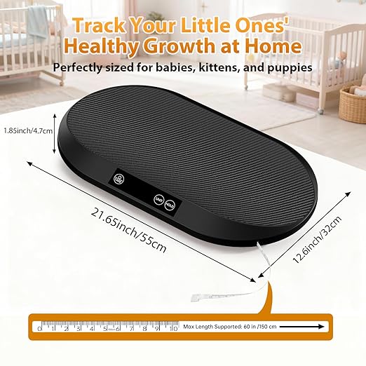 Baby Scale, 88lb Max / 0.1oz Accuracy Baby Scales for Weighing with Auto Hold & Tare, Built-in 60" Tape, 5 Weight Units, Multifunctional Weight Scale for Infant, Cat, Puppy, Small Pet