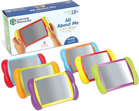 Learning Resources All About Me 2 in 1 Mirrors - 6 Pieces, Ages 18+ months Toddler Social Emotional Learning Toys, Mirror for Kids