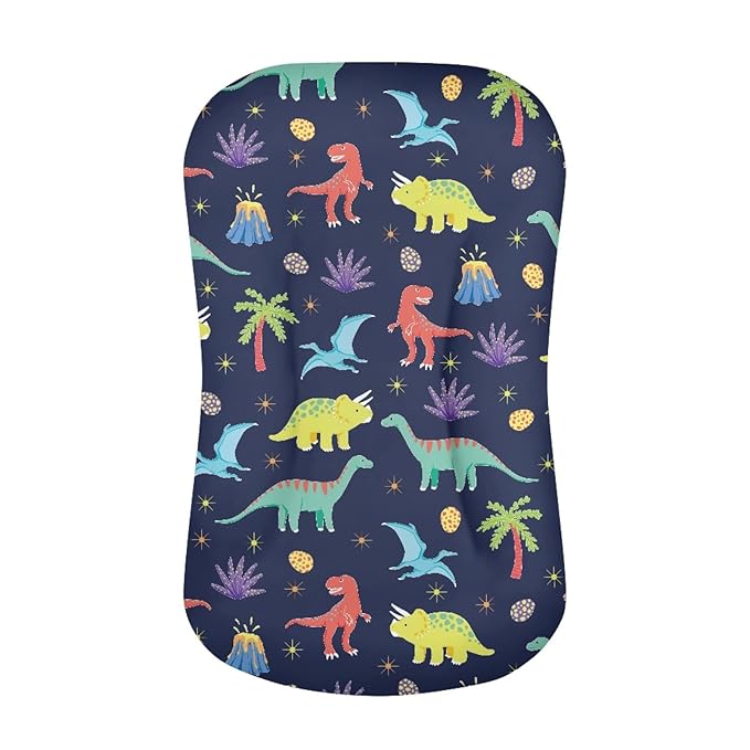 Cartoon Dinosaur Baby Lounger Cover for Boys Newborn Lounger Pillow Covers Soft Breathable Infant Nest Slipcover 31.5'' x 21.3'' Fits Most Standard Baby Loungers