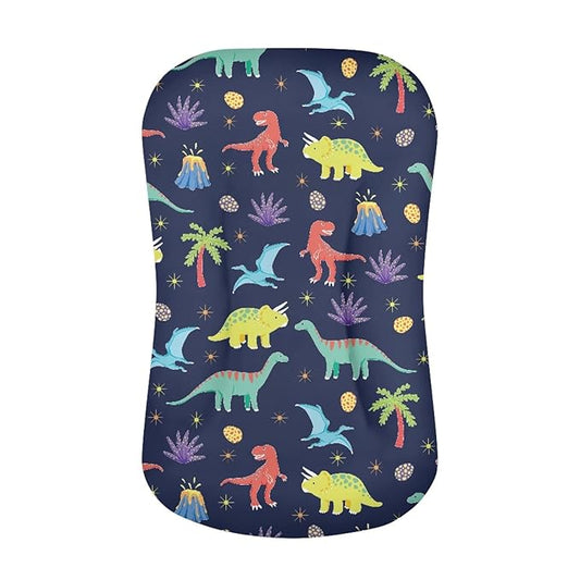 Cartoon Dinosaur Baby Lounger Cover for Boys Newborn Lounger Pillow Covers Soft Breathable Infant Nest Slipcover 31.5'' x 21.3'' Fits Most Standard Baby Loungers