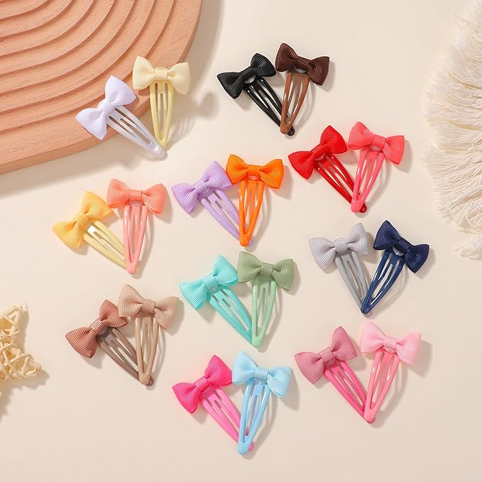 40PCS Hair Bows Clips for Toddler Girls, 2 Inch 20 Colors Grosgrain Ribbon Non Slip Metal Colorful Snap Hair Bows Barrettes for Baby Women Girls Toddler Kids Teens