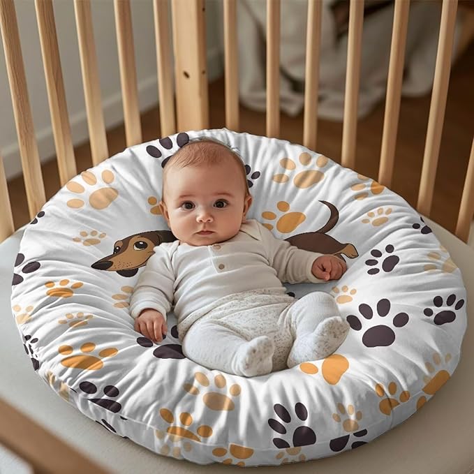 Cartoon Dachshund and Paws Baby Lounger Cover Lounger Cover for Boys Girls Comfy Fit Infant Lounger for Baby, Infant Removable Slipcover Breathable and Reusable