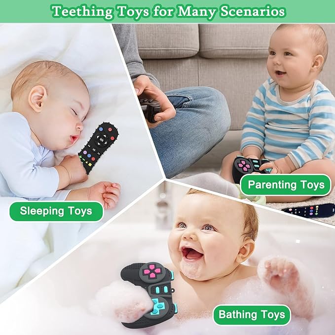 Baby Teething Toys Chew Toy,【BPA Free,CPC-Certified】 Silicone Remote Control and Game Controller Teethers for Toddlers, Infants, Boys, Girls, Baby's Christmas Gift