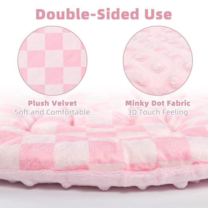 4 in 1 Infant Car Seat Insert, Baby Car Seat Head Body Support for Girls & Boys, Reversible Newborn Car Seat Insert with 3 Extra Strap Paddings, Premature Car Seat Cushion (Pink)