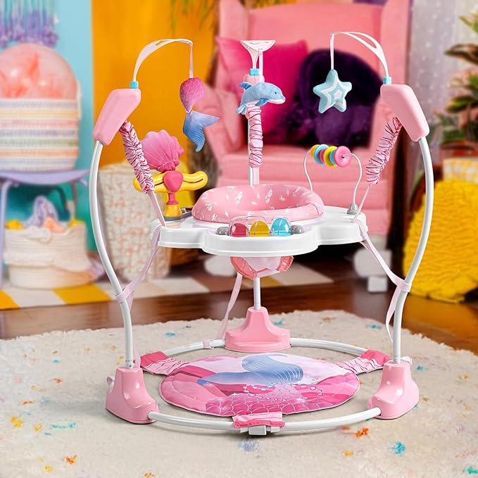 Baby Activity Center, Baby Jumper Activity Center with Music, Interactive Toys, 360° Rotating Seat, 3 Adjustable Heights, Infant Activity Jumper for 6+ Months (Mermaid)