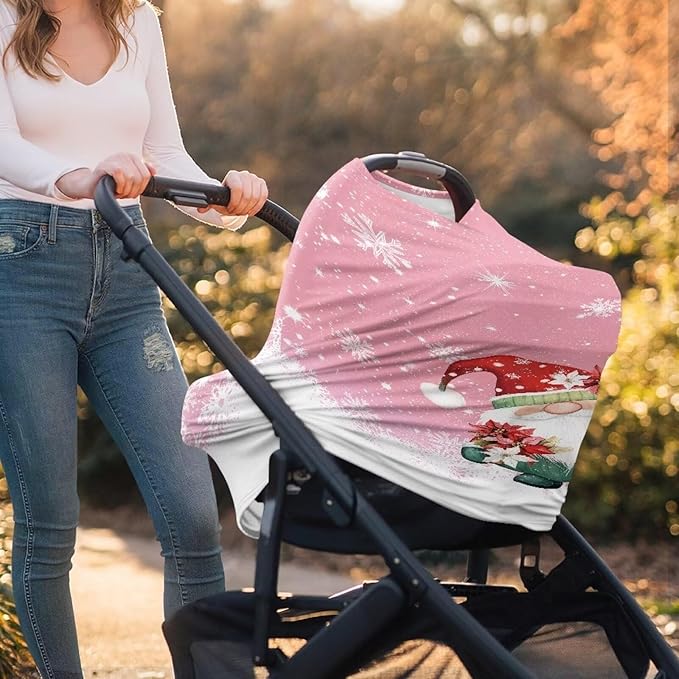 AFPANQZ Christmas Day Baby Car Seat Cover Stretchy Nursing Breastfeeding Covers Shopping Cart High Chair Stroller Covers Infinity Scarf Sunshade Car Seat Canopies