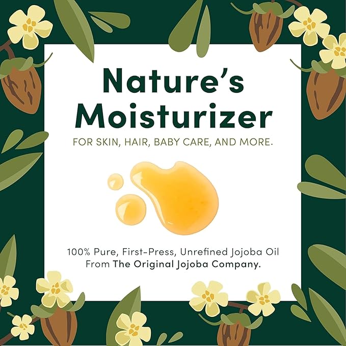 HobaCare Organic Jojoba Baby Oil with Pump – 100% Pure Natural Unrefined Unscented Cold Pressed Jojoba Oil for Baby Hair, Infant Skin, Body Care (4.22 oz)