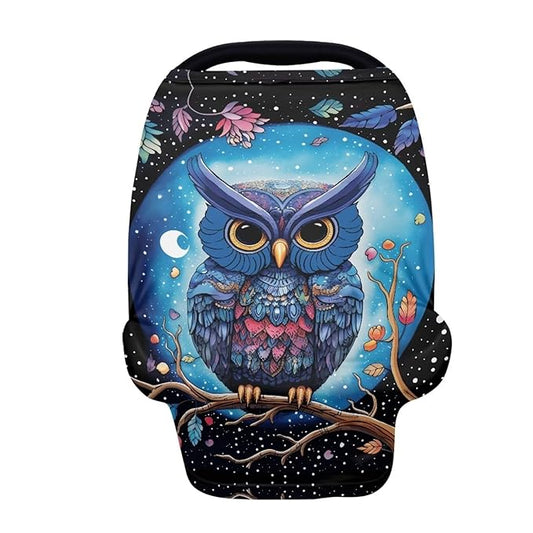 HUIACONG Aztec Owl Car Seat Covers for Babies Girl Nursing Covers Moon Dots Breastfeeding Scarf Soft Stretchy Baby Carseat Cover Carrier Cover for Stroller High Chair