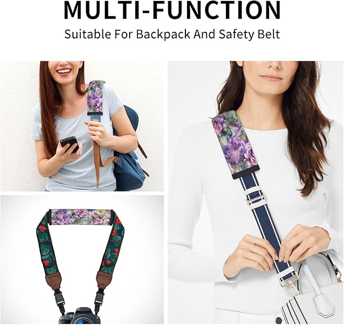 Watercolor Hydrangea Rose Flowers Print Seatbelt Pads Fits Cars Trucks SUV Sedans Sweat Absorption Car Seatbelt Strap Cover, Mother's Day Auto Interior Accessories Protector