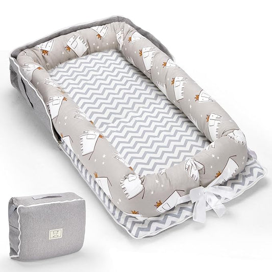 Baby Lounger for Newborn, Portable Infant Lounger for 0-24 Months Newborn, Home Travel Dual-Purpose Baby Nest (Elephant Grey)