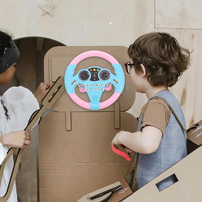Homoyoyo Baby Steering Wheel Pretend Driving Simulated Driving for Bath Boys Girls 4 5 6 Years Old Pink (Pink)