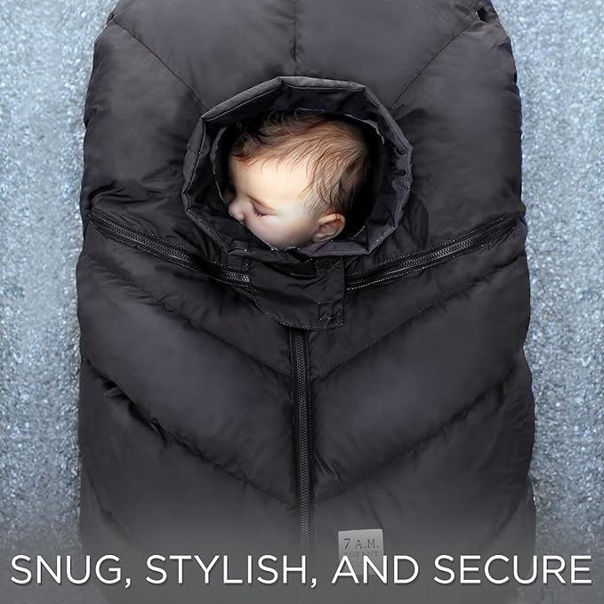 7AM Enfant Car Seat Covers - Cocoon Baby Cover for Boys & Girls, Rain & Snow Repellent, Breathable Windproof, Center Zipper, Universal Fit for Infant Car Seat (0-12M) (Stella)