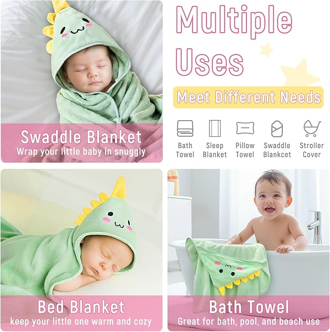 Personalized Baby Towels Hooded with Name, Custom Toddler Coral Velvet Fleece Bath Towel with Hood for Girl Boy, Customized Newborn Gifts - Printed (Pink Rabbit)