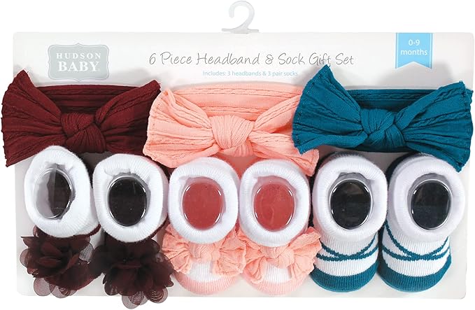 Hudson Baby Girl's Headband and Socks Giftset