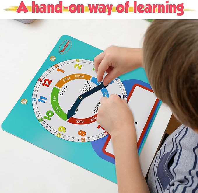 Large Magnetic Dry Erase Learning Clock for Kids Learn to Tell Time,12" Demonstration Teaching Time Practice Clock Analog Clocks with Pen, Classroom Supplies Homeschool Essentials Learning Resources