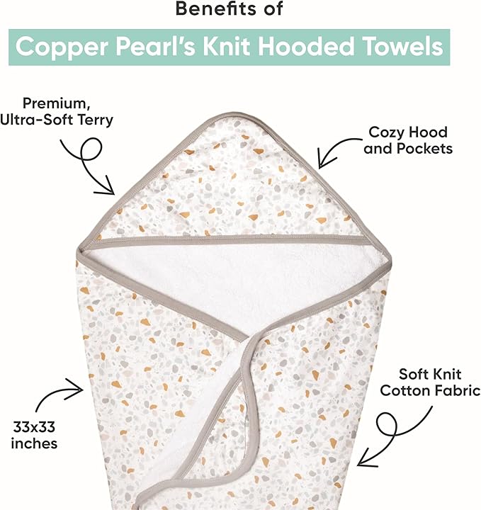 Copper Pearl Hooded Bath Towels Premium Knit/Terry Cloth Baby Towels with Hood, Pockets, and Cool Designs - Great to Gift and Make Bath Time Fun - Baby Bath Towel, Clementine