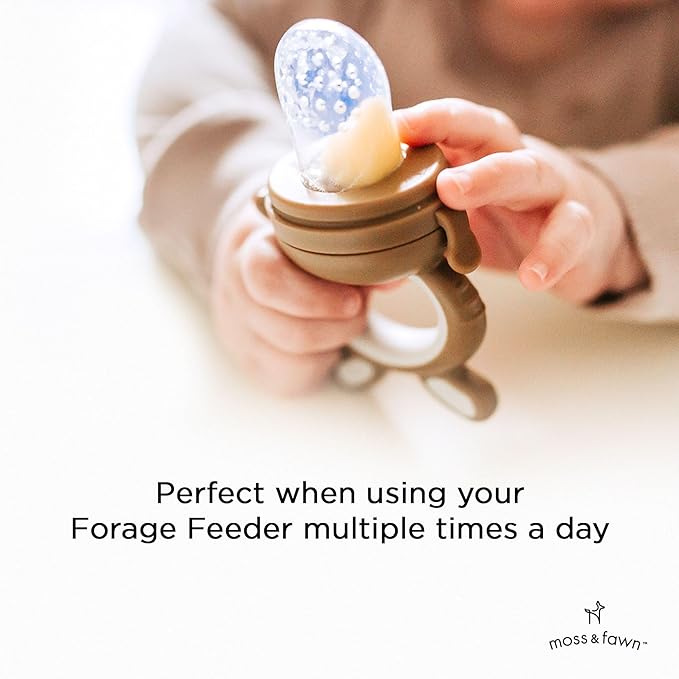 Moss and Fawn Extra Feeder Tops for The Forage Feeder - Soothing Silicone Frozen Breast Milk Popsicle & Baby Food Teething Toy, Pacifier Fruit Feeder & Teether - BPA, PVC & Phthalate-Free - One Color